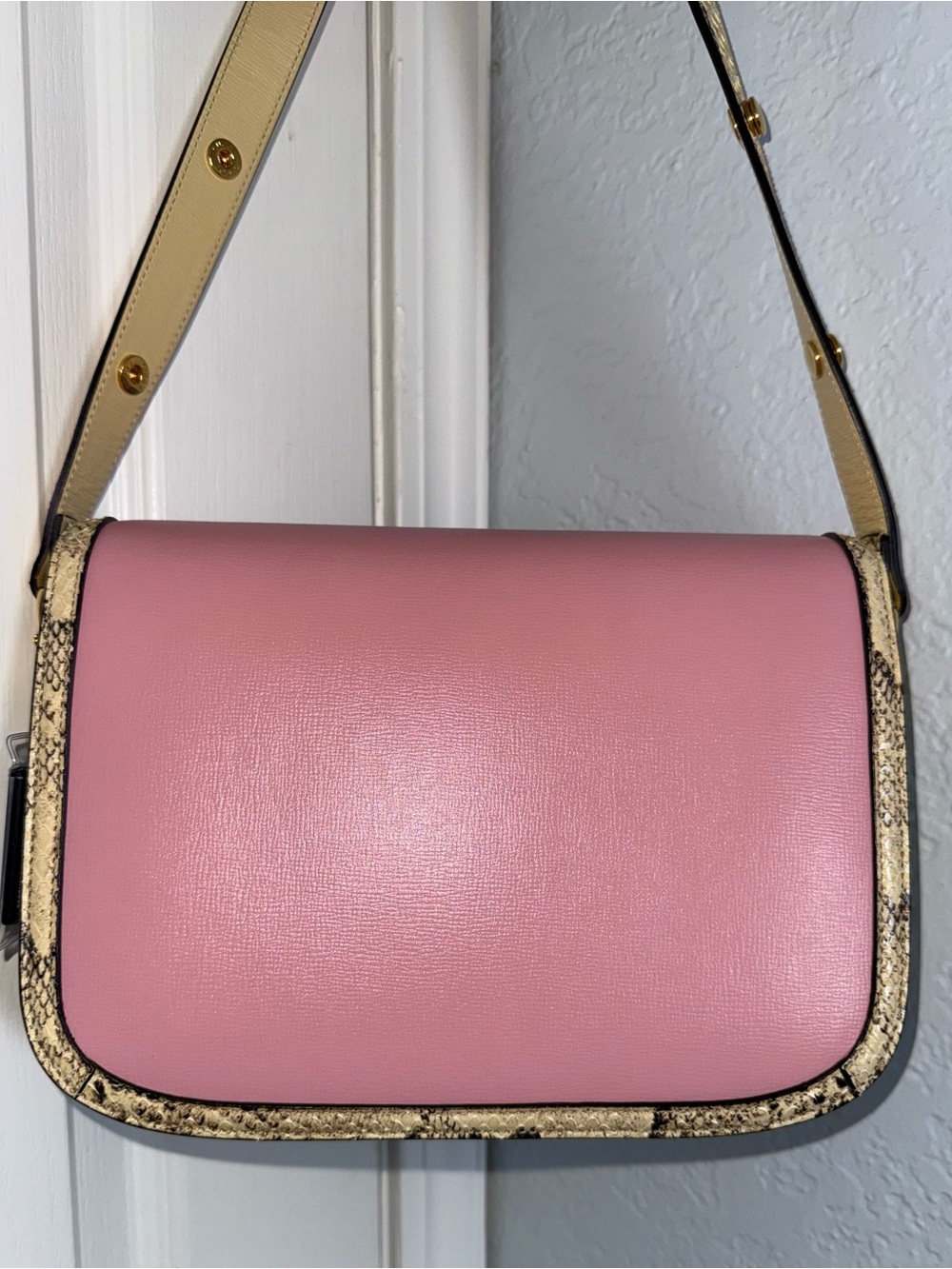 Rare Gucci Limited Edition Horsebit 1955 Blush Pink Leather&Python Crossbody Bag - Picture 5 of 15